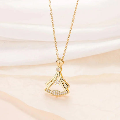 Gold Plated Fan Necklace|Elegant Rhinestone Jewelry for Women